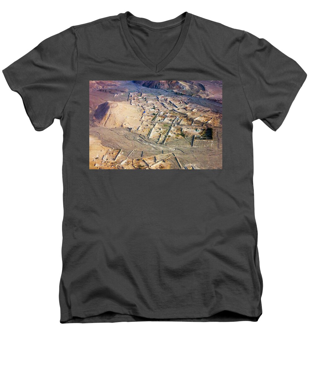 Central Asia Men's V-Neck T-Shirt featuring the photograph Afghan River Village by SR Green