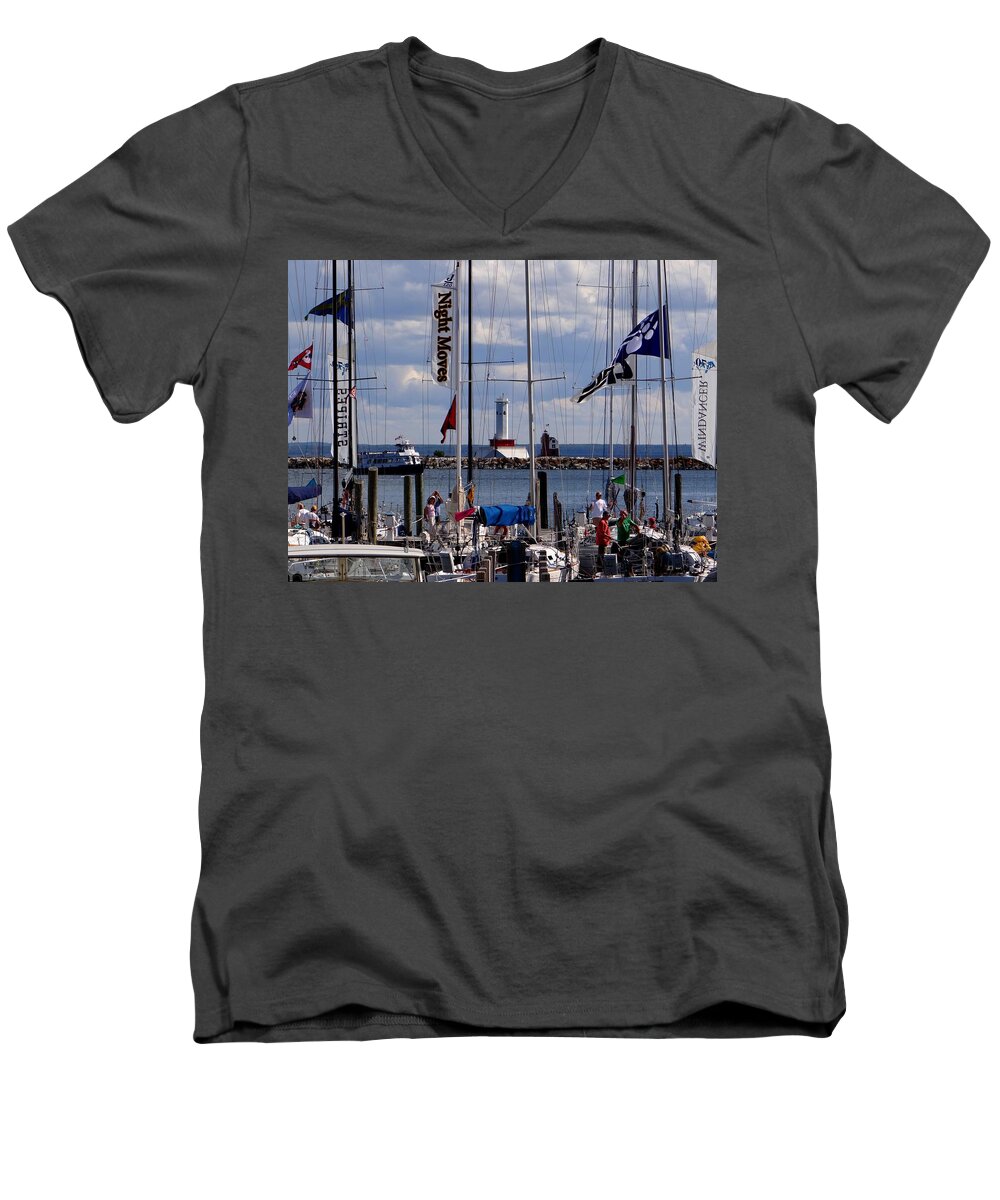 Sailing Men's V-Neck T-Shirt featuring the photograph After the Race by Keith Stokes