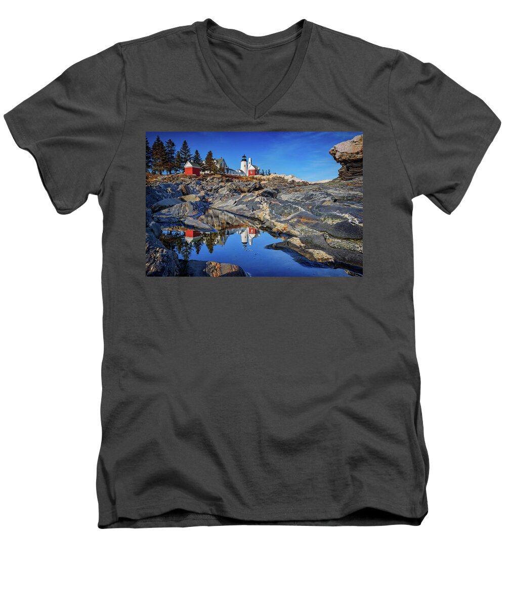 Pemaquid Point Lighthouse Men's V-Neck T-Shirt featuring the photograph Afternoon at Pemaquid Point by Rick Berk