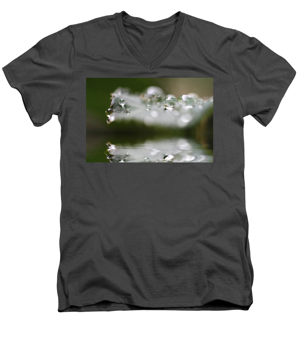 Abstract Men's V-Neck T-Shirt featuring the photograph Afternoon Raindrops by Kym Clarke
