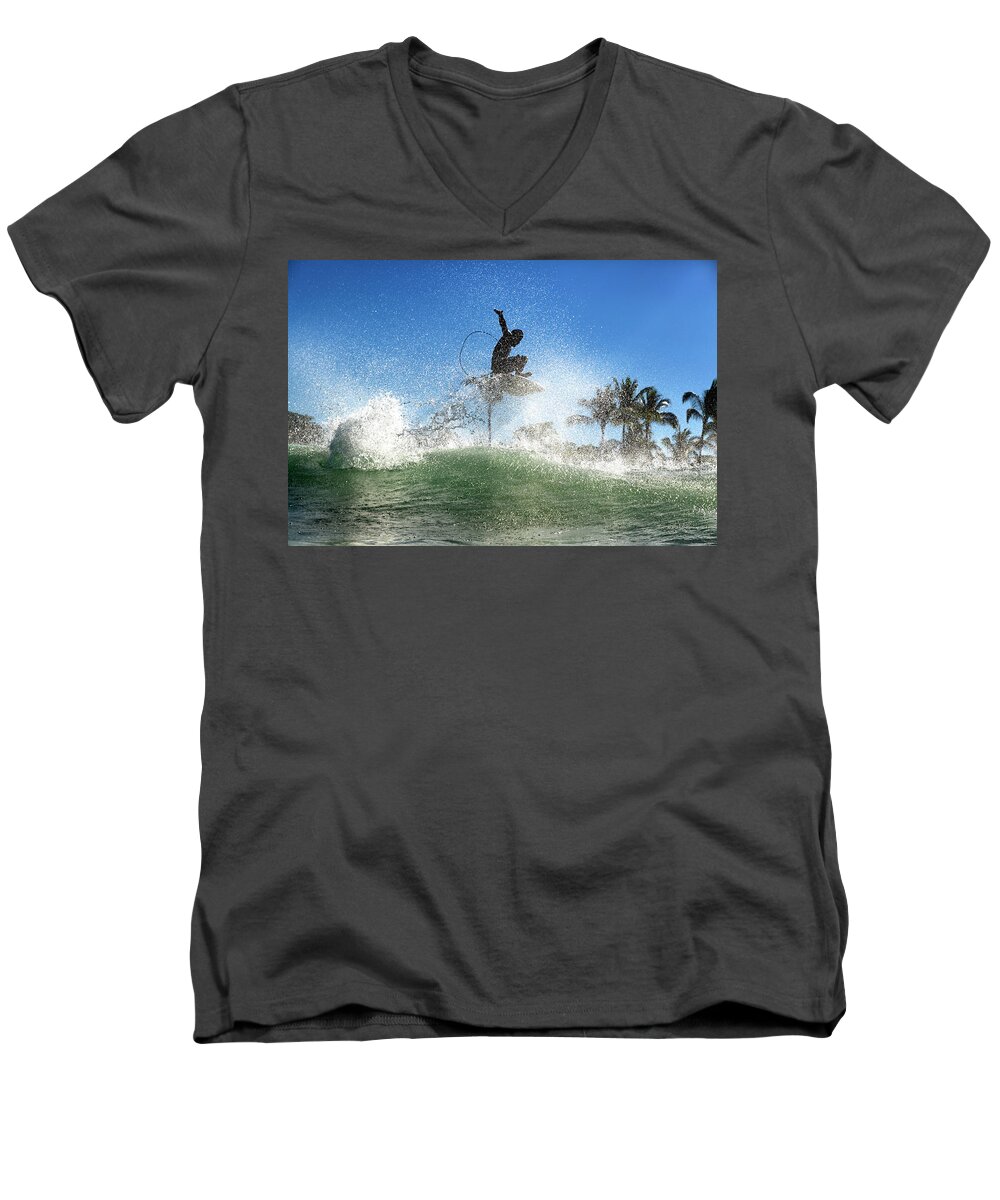 Surfing Men's V-Neck T-Shirt featuring the photograph Air Show by Nik West