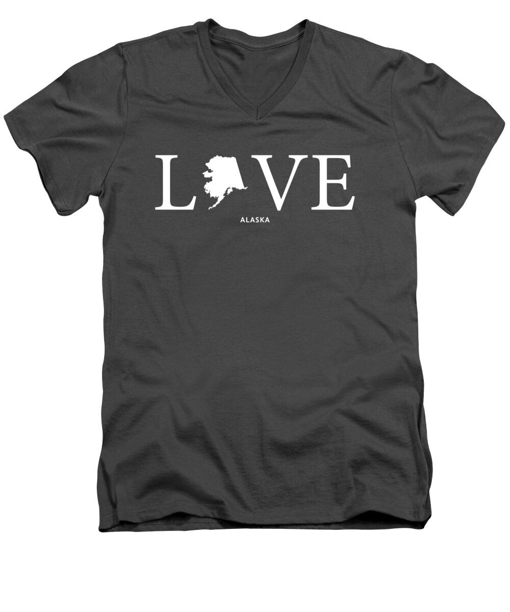 Alaska Men's V-Neck T-Shirt featuring the mixed media AK Love by Nancy Ingersoll