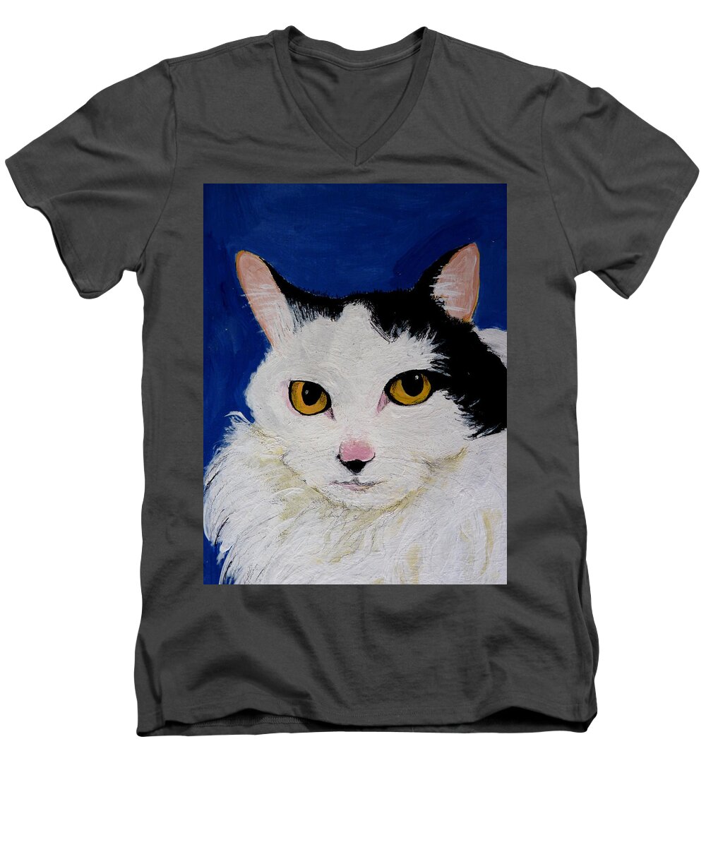 Cats Men's V-Neck T-Shirt featuring the painting Alisha by Pj LockhArt