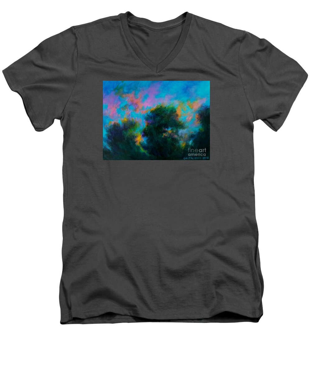 Landscapes Men's V-Neck T-Shirt featuring the painting Alison's Dream Time by Alison Caltrider