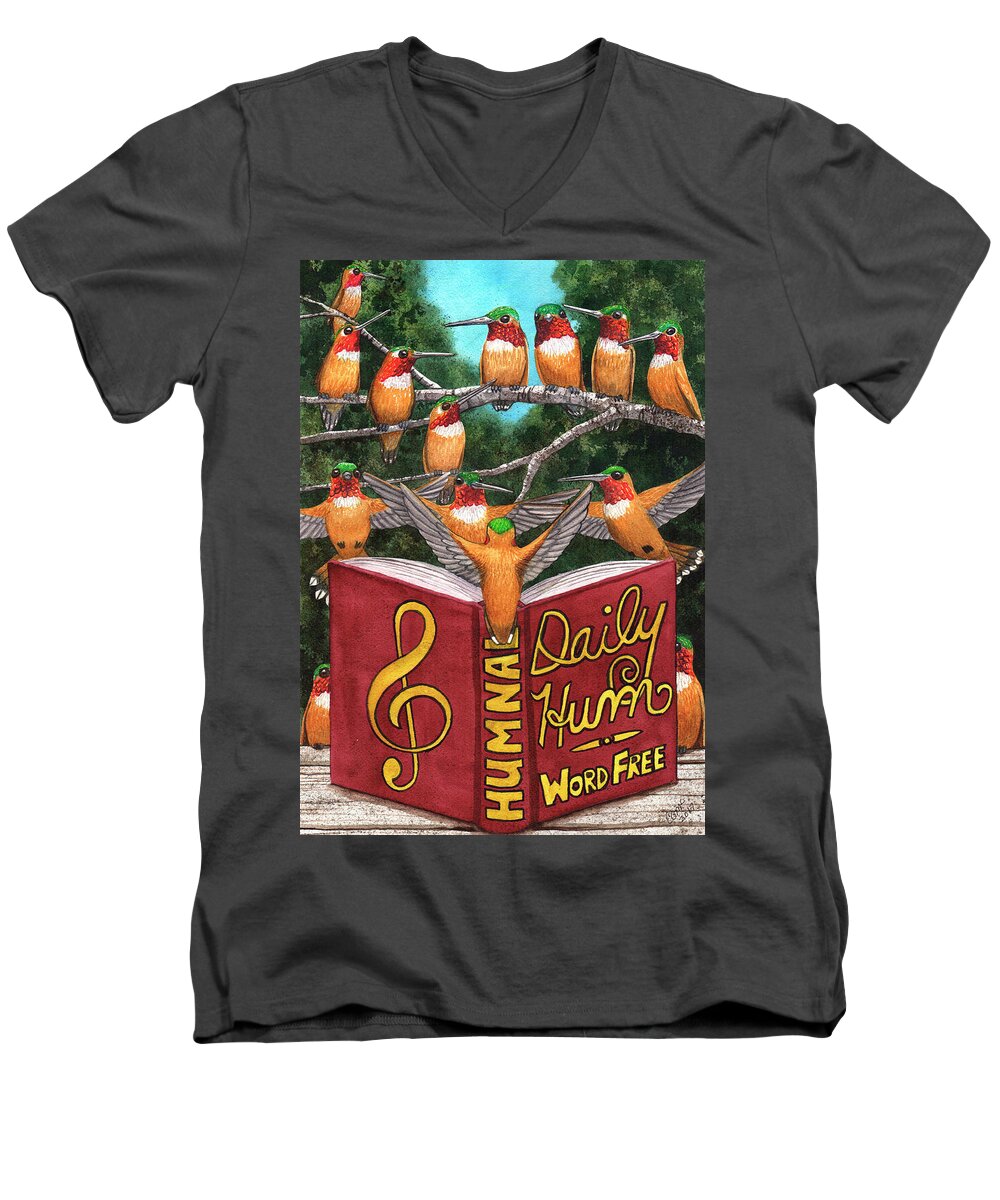 Choir Men's V-Neck T-Shirt featuring the painting All together now. by Catherine G McElroy