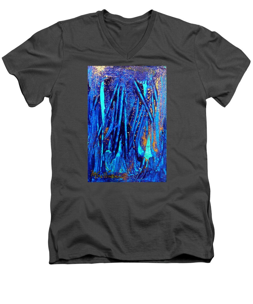 Abstract Men's V-Neck T-Shirt featuring the painting Alll That Glitters by Mary Sullivan