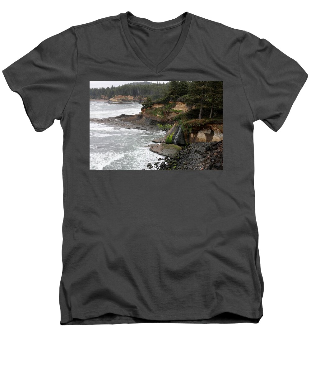 Oregon Coast Men's V-Neck T-Shirt featuring the photograph Along the Oregon Coast - 7 by Christy Pooschke
