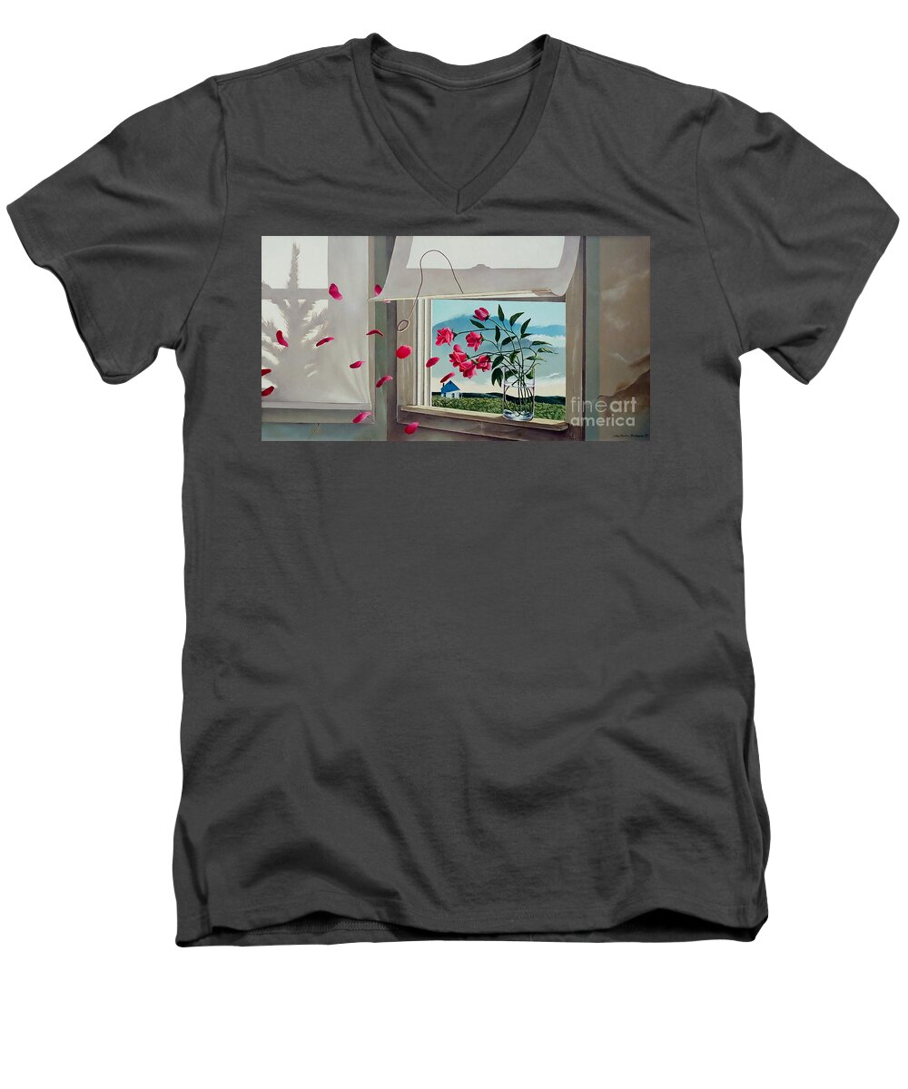 Roses Men's V-Neck T-Shirt featuring the painting Always with you by Christopher Shellhammer