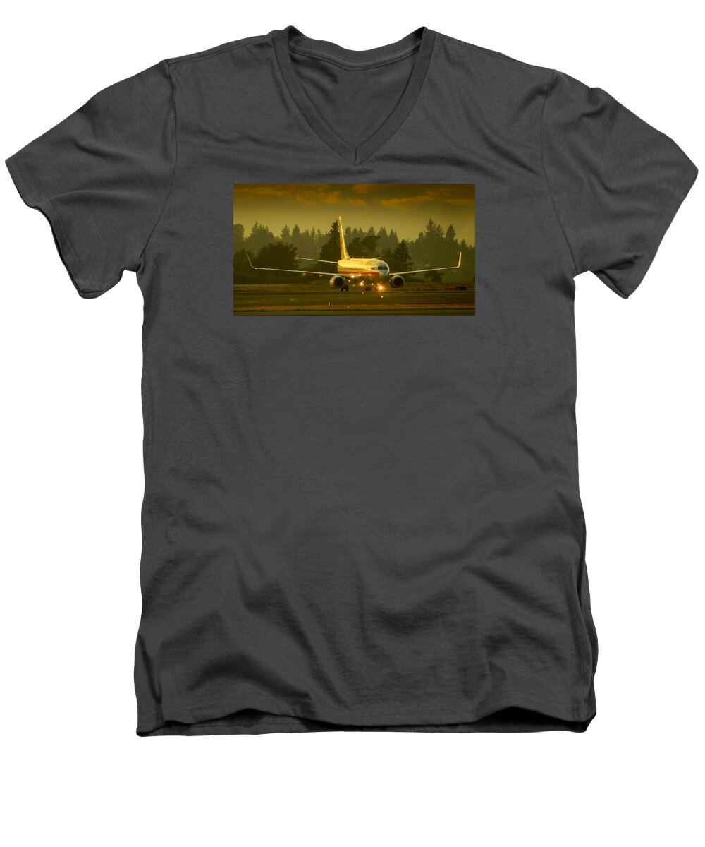 American Men's V-Neck T-Shirt featuring the photograph American Ready For Take-Off by Phil And Karen Rispin