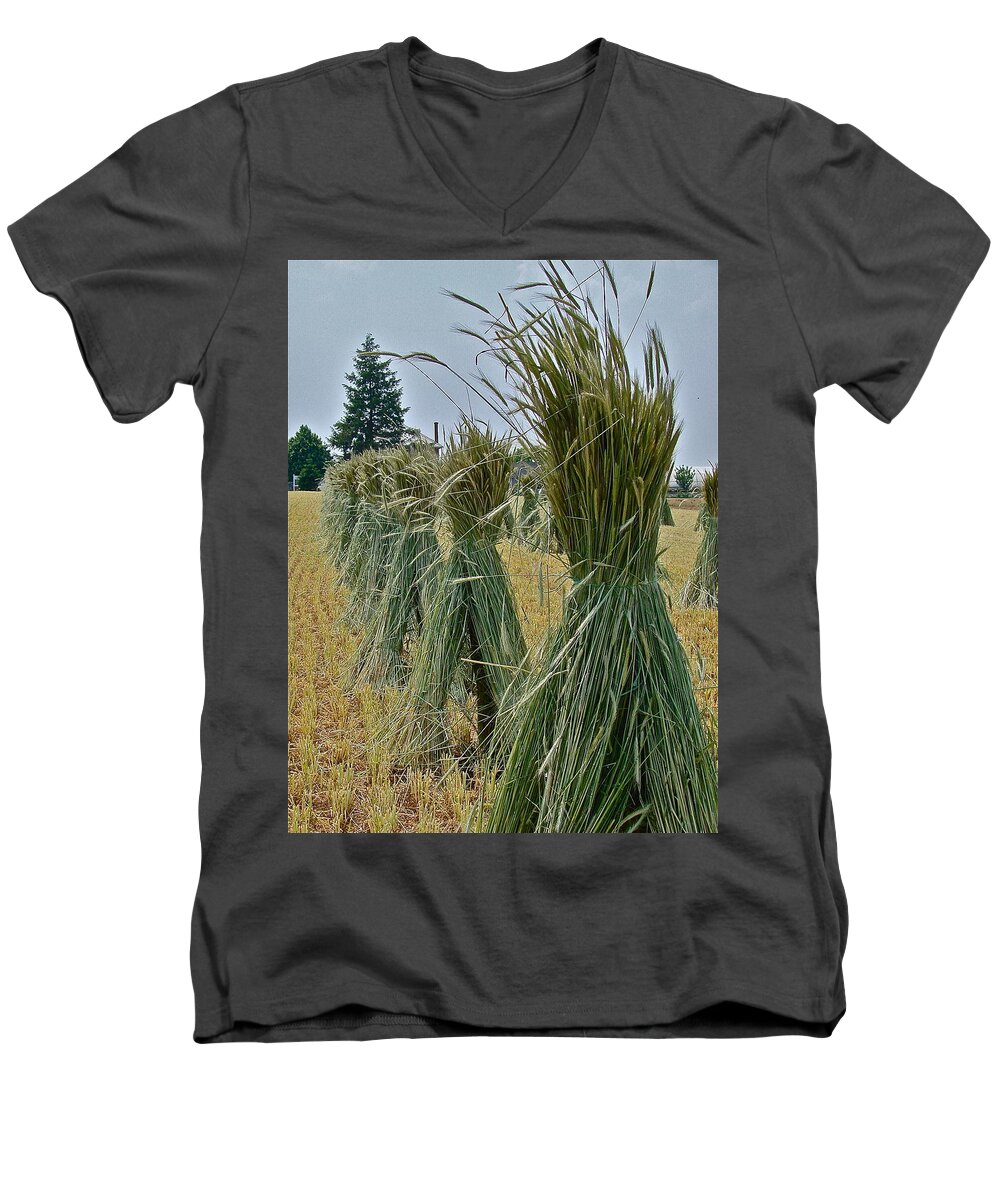 Harvest Men's V-Neck T-Shirt featuring the photograph Amish Harvest by Diana Hatcher