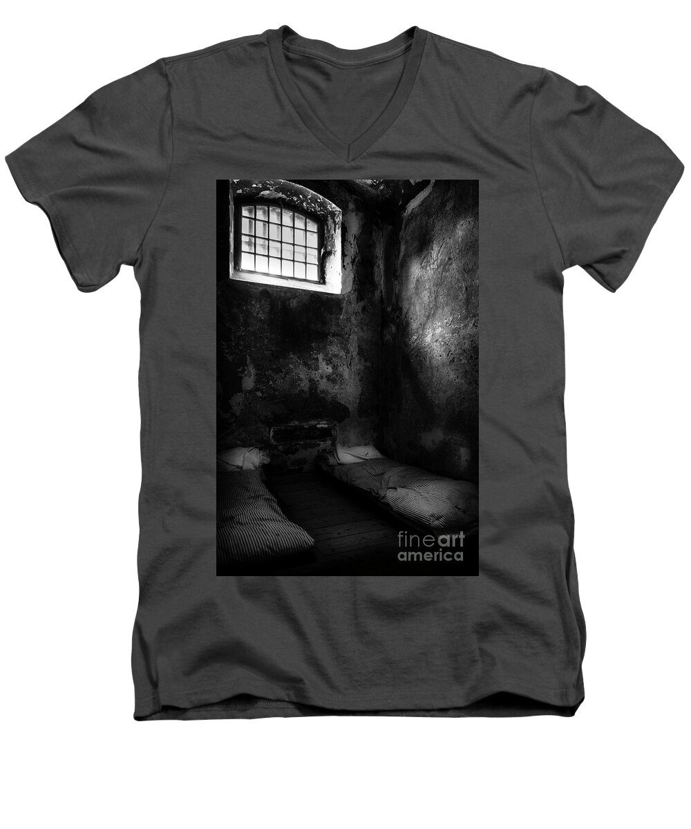 Ireland Men's V-Neck T-Shirt featuring the photograph An empty cell in old Cork City Gaol by RicardMN Photography