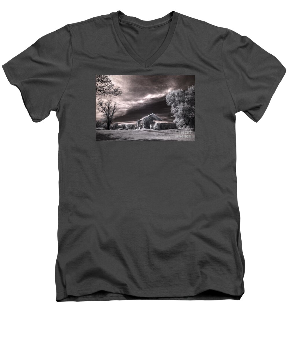 An Ivy Covered Rustic Men's V-Neck T-Shirt featuring the digital art An Ivy Covered Rustic by William Fields