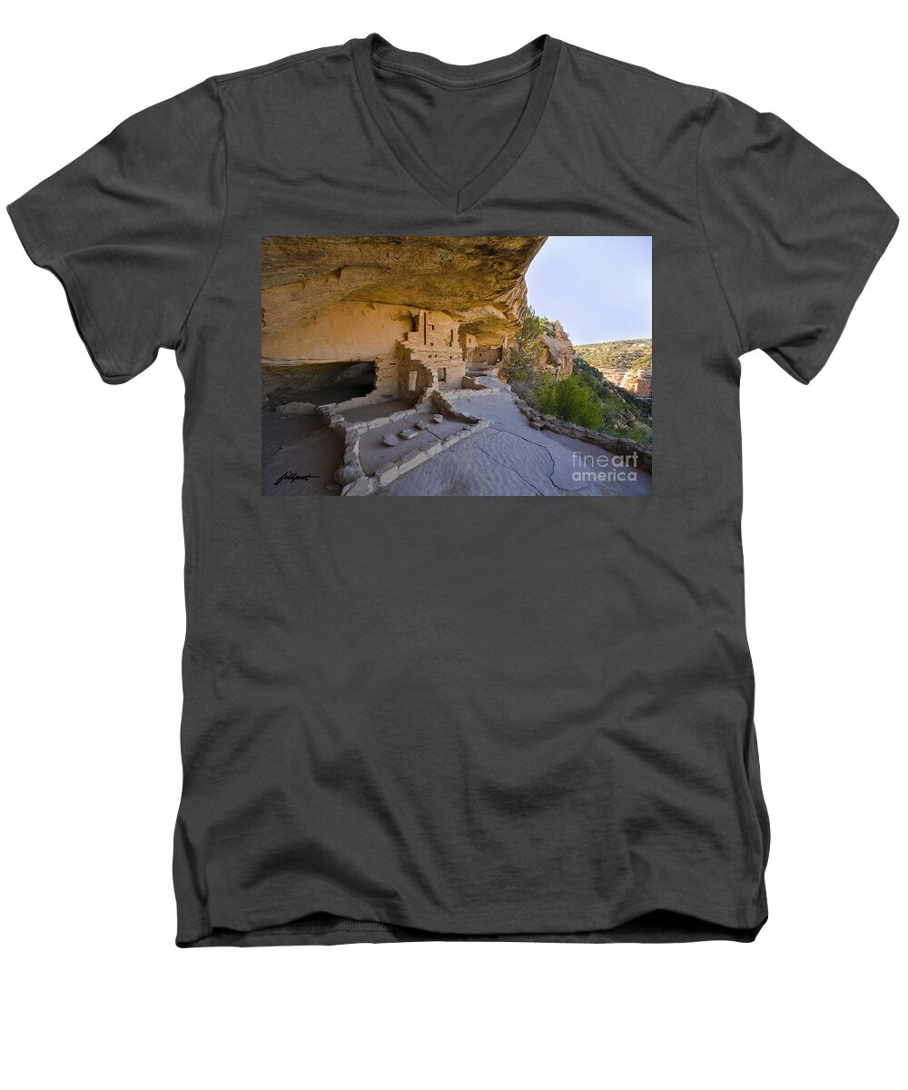 Mesa Verde National Park Men's V-Neck T-Shirt featuring the photograph Ancient Kitchen by Bon and Jim Fillpot
