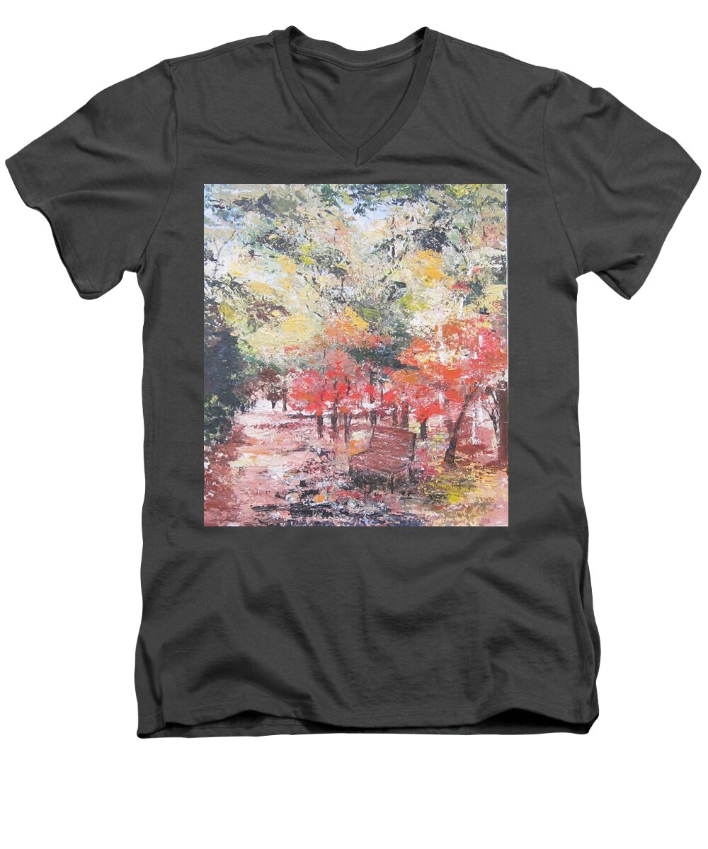 Painting Men's V-Neck T-Shirt featuring the painting And Then There Was Fall by Paula Pagliughi