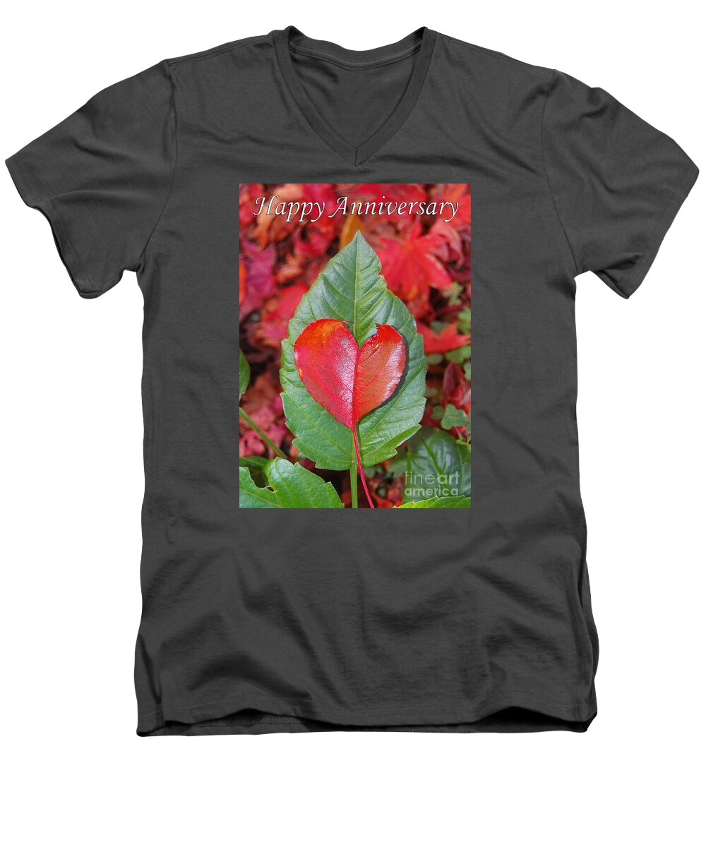 Heart Men's V-Neck T-Shirt featuring the photograph Anniversary Nature Greeting Card by Debra Thompson