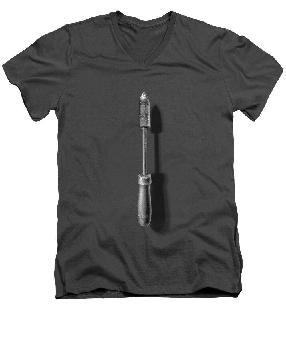 Antique Men's V-Neck T-Shirt featuring the photograph Antique Soldering Iron in Black and White by YoPedro