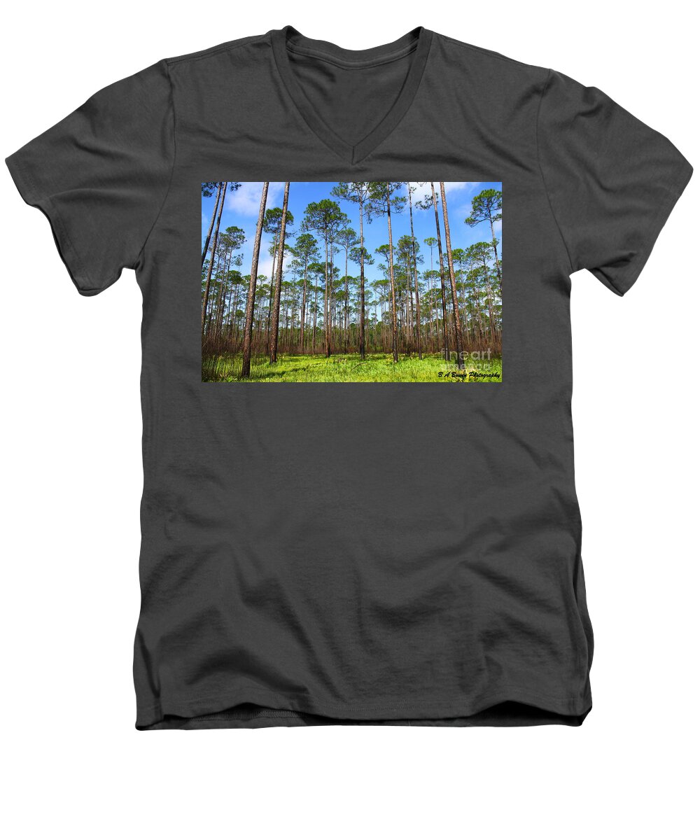 Appalachicola National Forest Men's V-Neck T-Shirt featuring the photograph Appalachicola National Forest by Barbara Bowen