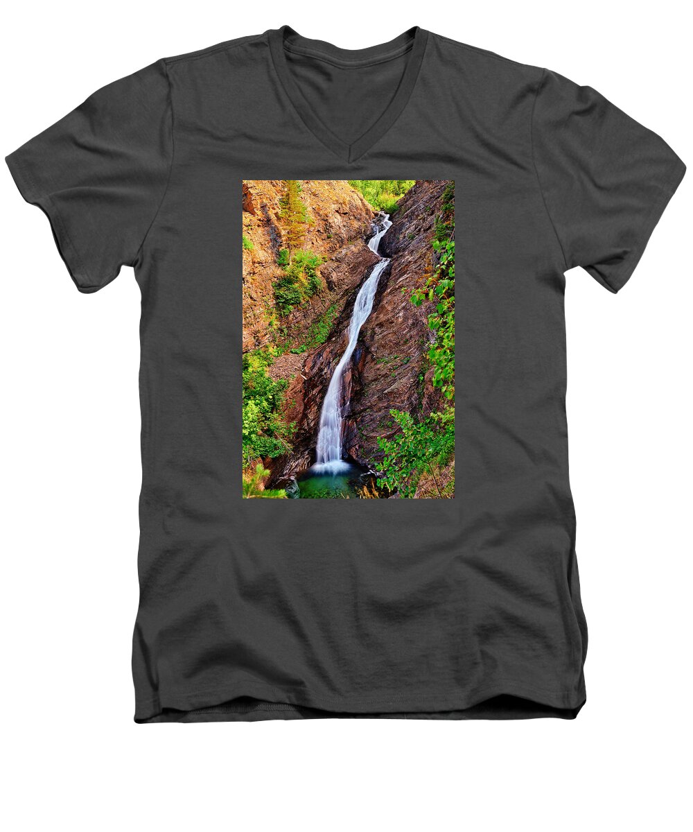 Appistoki Falls Men's V-Neck T-Shirt featuring the photograph Appistoki Falls by Greg Norrell