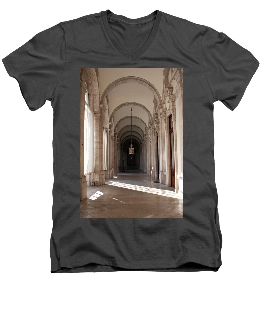 Madrid Men's V-Neck T-Shirt featuring the photograph Arched and Elegant in Madrid by Lorraine Devon Wilke
