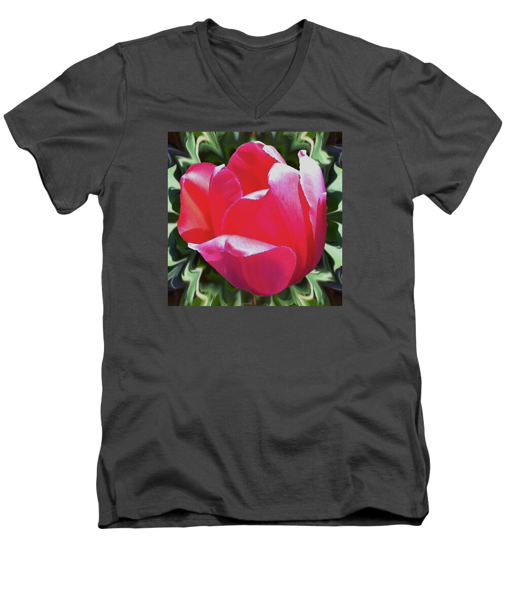 Tulip Men's V-Neck T-Shirt featuring the photograph Arlington Tulip by Alison Stein