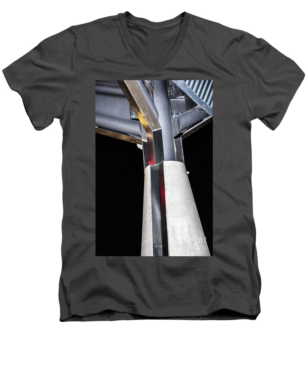 Tempe Art Center Men's V-Neck T-Shirt featuring the digital art Art Center Roof Support by Georgianne Giese