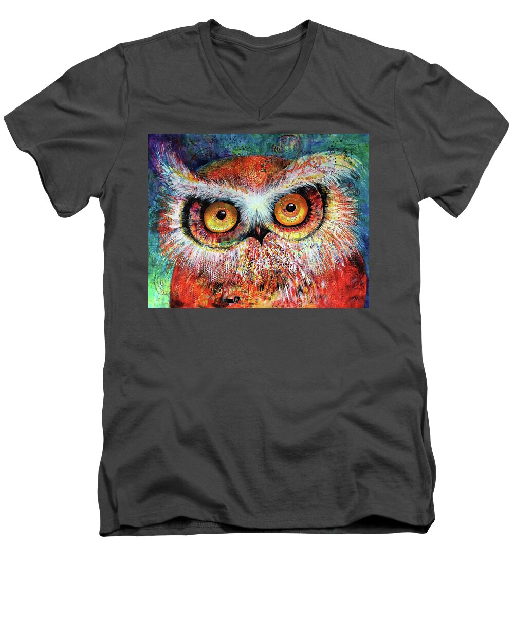 Artprize Men's V-Neck T-Shirt featuring the painting ArtPrize Hoot #1 by Laurel Bahe