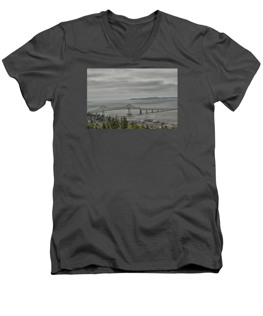 Astoria Men's V-Neck T-Shirt featuring the photograph Astoria, Gateway to Oregon by Tom Kelly