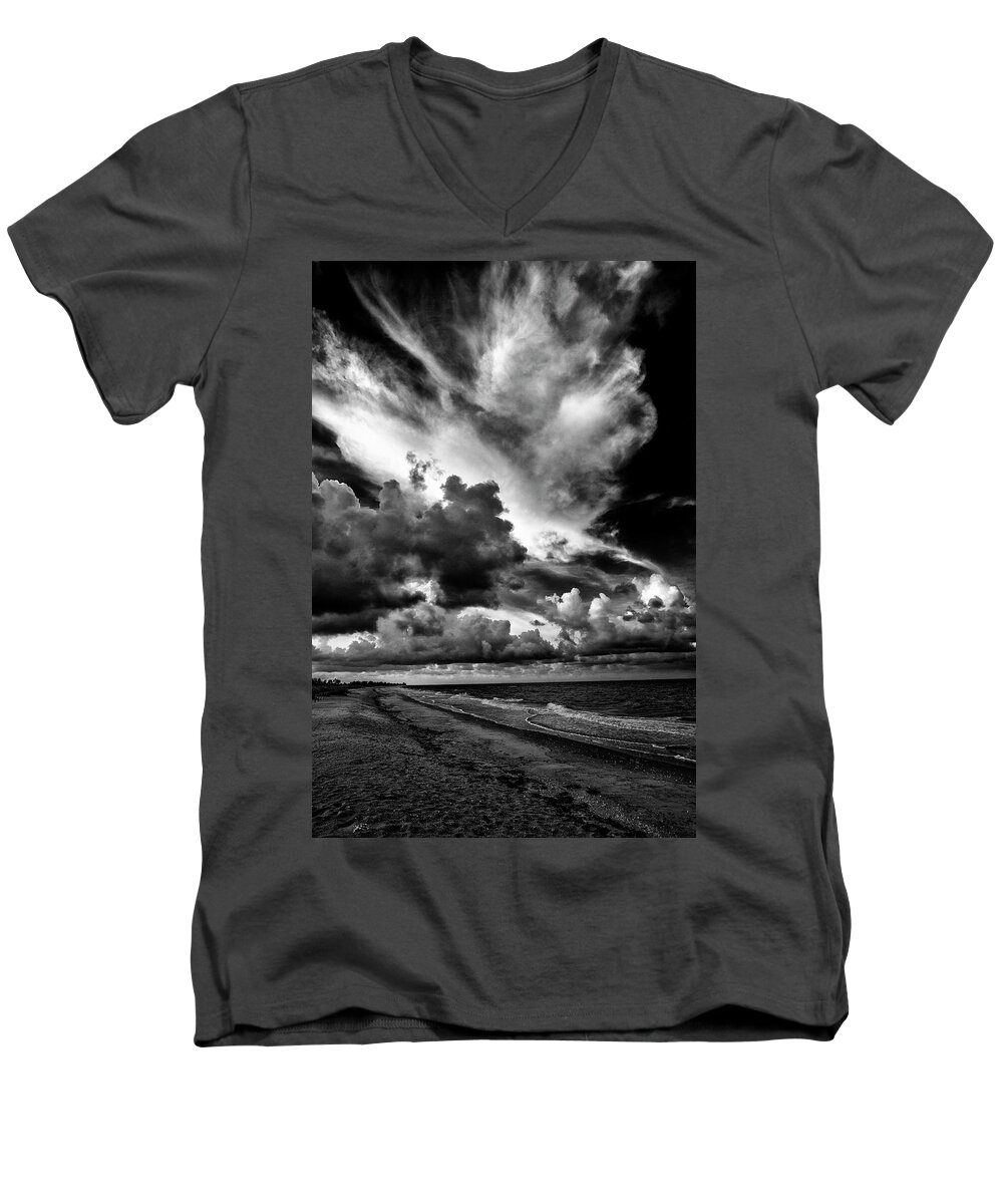 Clouds Men's V-Neck T-Shirt featuring the photograph At The Beach by Kevin Cable