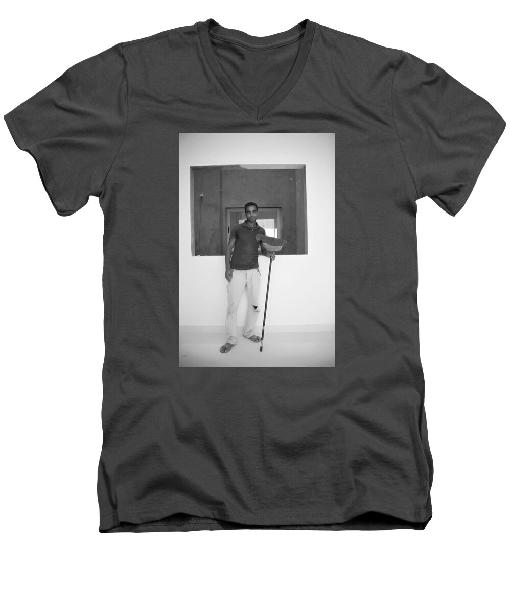 Al-ahyaa Men's V-Neck T-Shirt featuring the photograph At Your Command by Jez C Self
