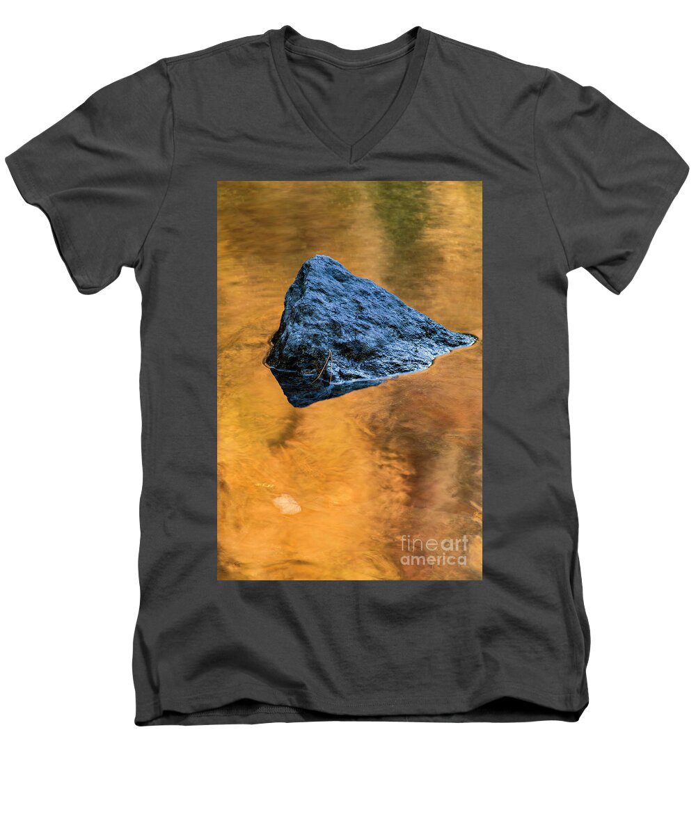Reflection Men's V-Neck T-Shirt featuring the photograph Autumn Color on Little River - D009990 by Daniel Dempster