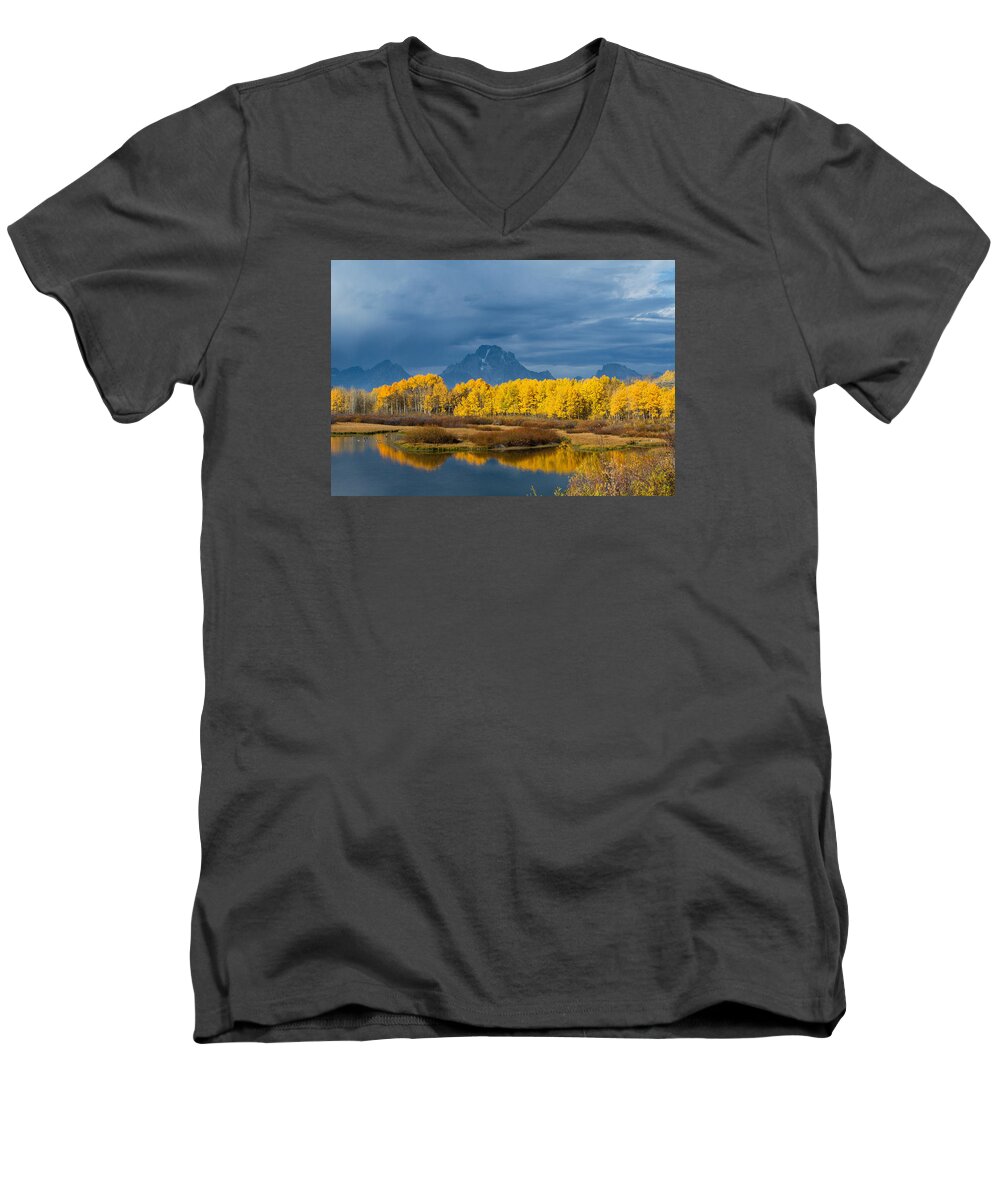 Grand Teton Men's V-Neck T-Shirt featuring the photograph Autumn Flowers by Shari Sommerfeld