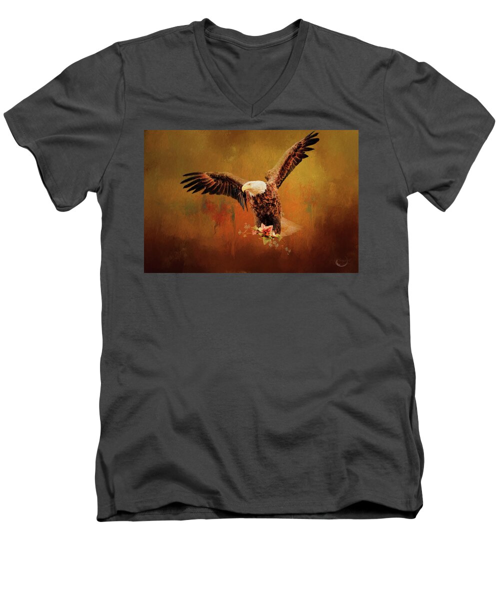 Autumn Men's V-Neck T-Shirt featuring the digital art Autumn Is Coming by Theresa Campbell