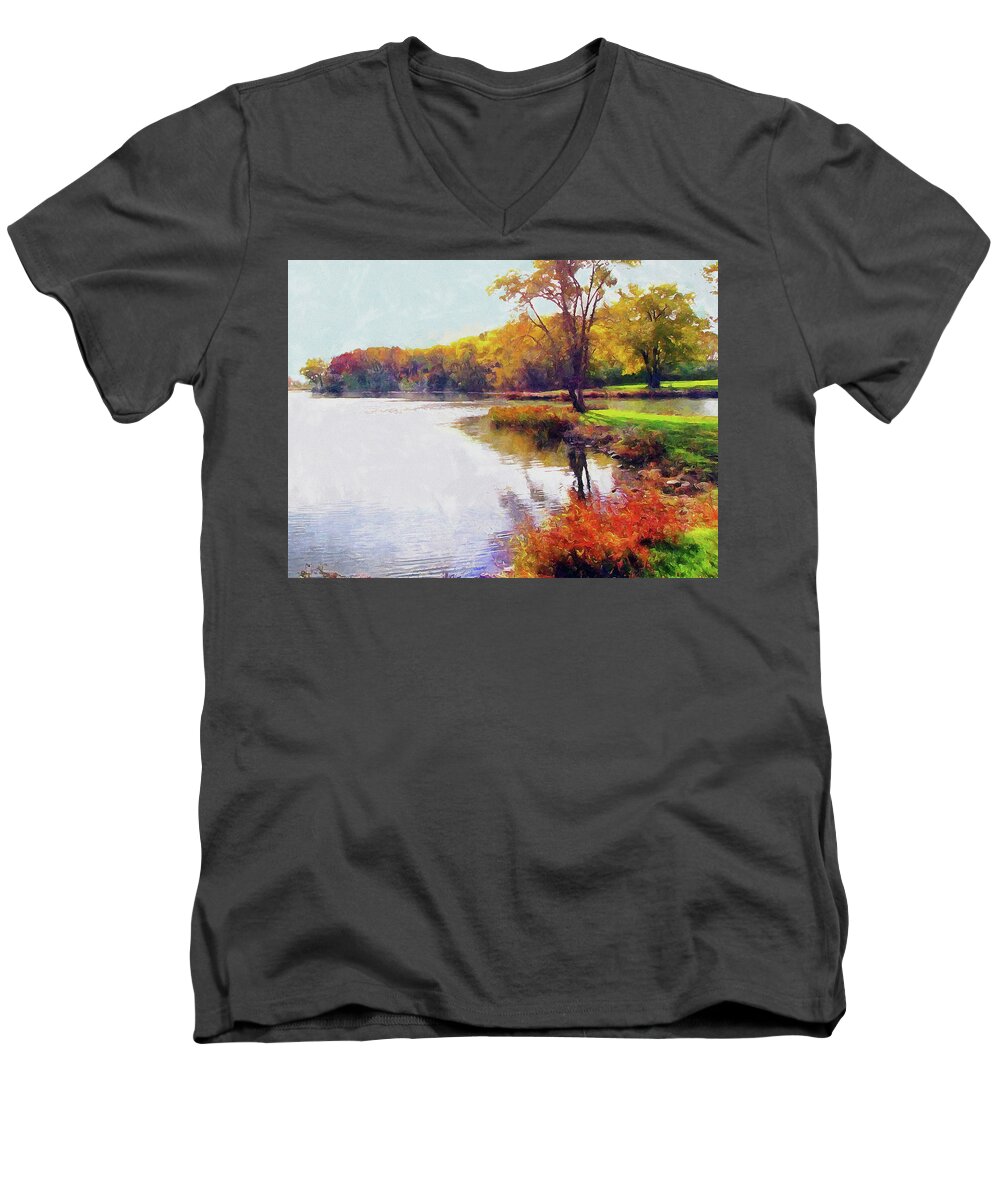 Cedric Hampton Men's V-Neck T-Shirt featuring the photograph Autumn Joy by Cedric Hampton