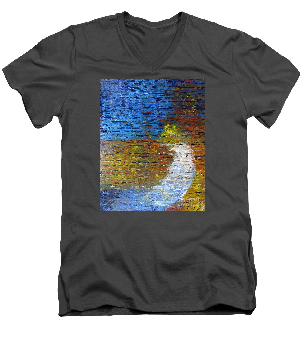 Autumn Reflection Men's V-Neck T-Shirt featuring the painting Autumn Reflection by Jacqueline Athmann