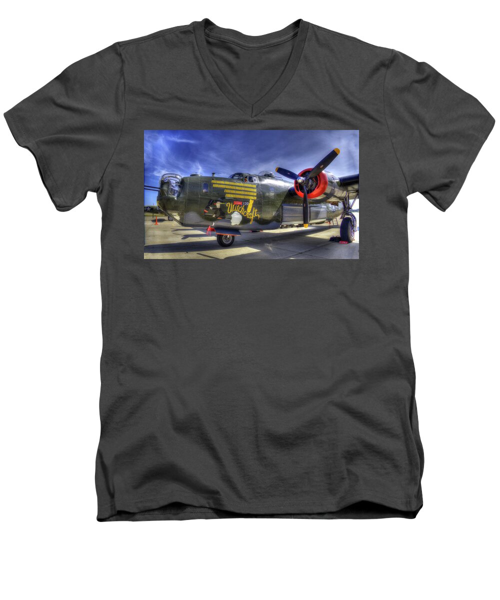 B-24 Bomber Men's V-Neck T-Shirt featuring the photograph B-24 by Joe Palermo
