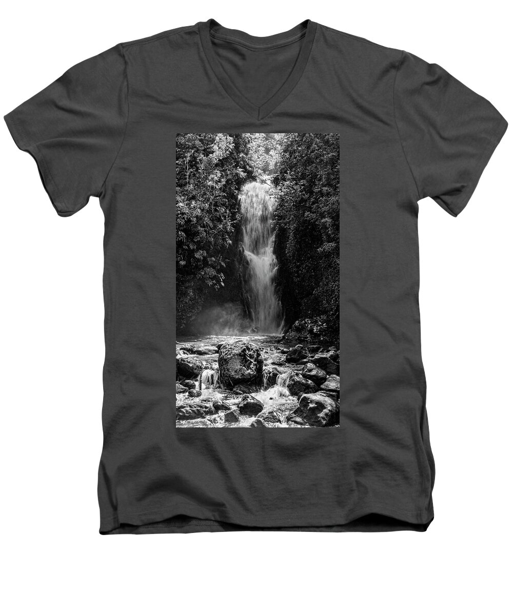 Bamboo Forest Waterfall Men's V-Neck T-Shirt featuring the photograph Bamboo Forest Waterfall by Kelley King