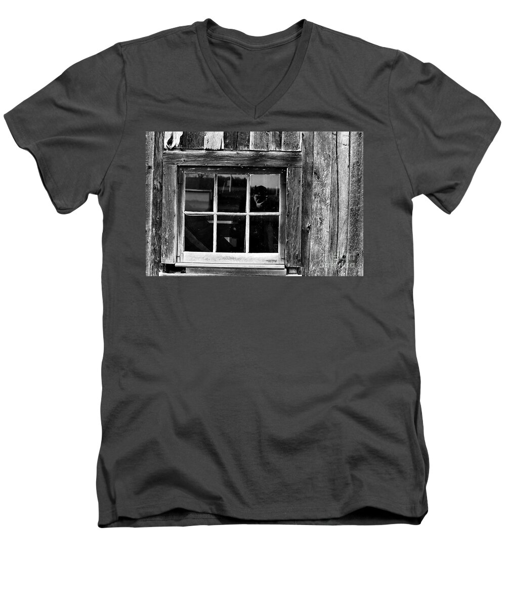 Barn Men's V-Neck T-Shirt featuring the photograph Barn Window by Steven Dunn