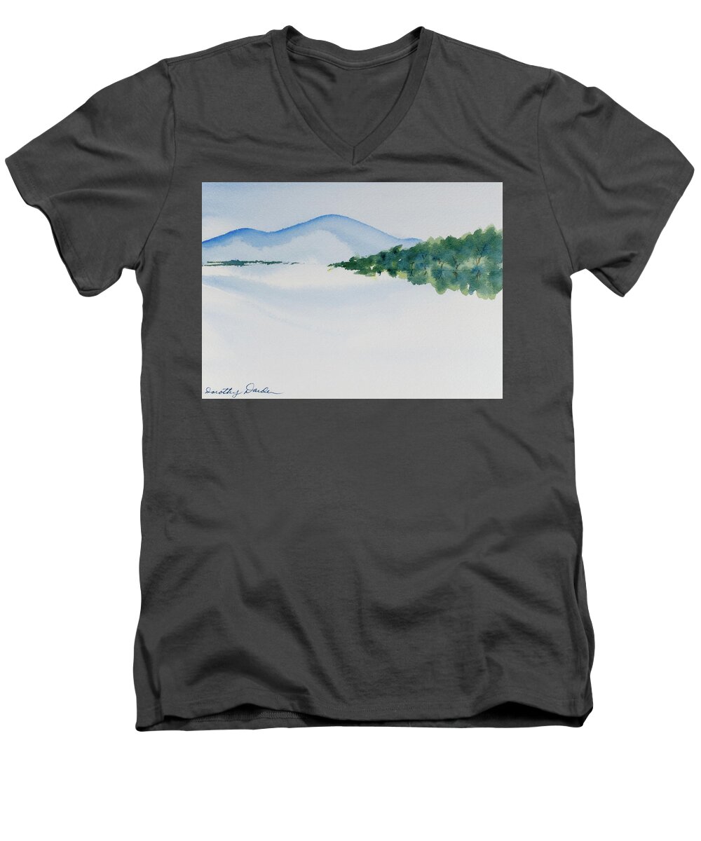 Australia Men's V-Neck T-Shirt featuring the painting Bathurst Harbour reflections by Dorothy Darden