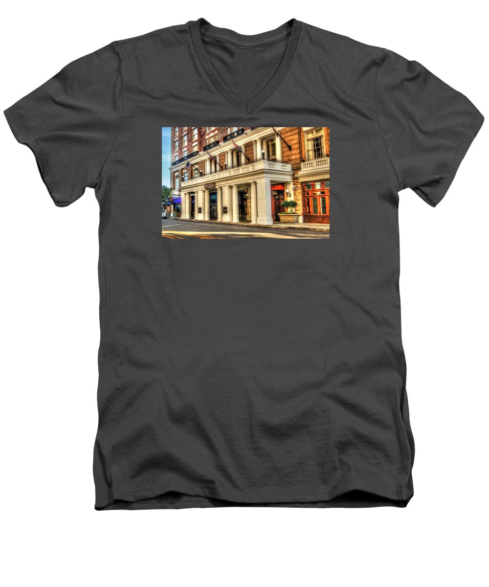Mobile Men's V-Neck T-Shirt featuring the photograph Battle House Side View by Michael Thomas
