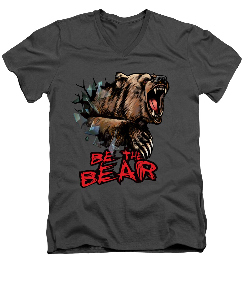 Bear Men's V-Neck T-Shirt featuring the painting Be The Bear by Robert Corsetti