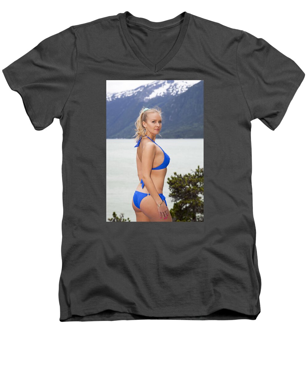 Girl Men's V-Neck T-Shirt featuring the photograph Beach Season In Alaska by Ramunas Bruzas
