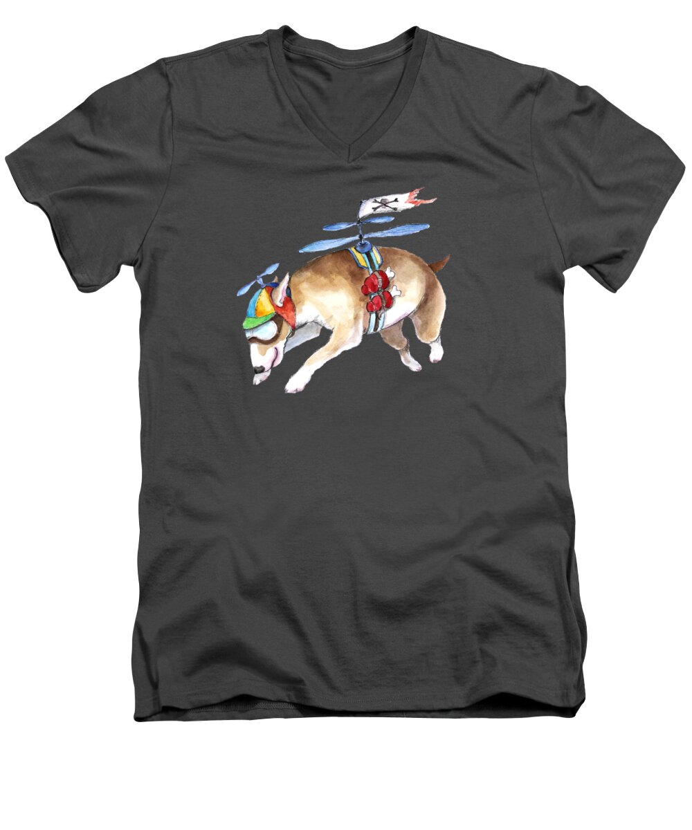 Noewi Men's V-Neck T-Shirt featuring the painting Beanie Bully by Jindra Noewi