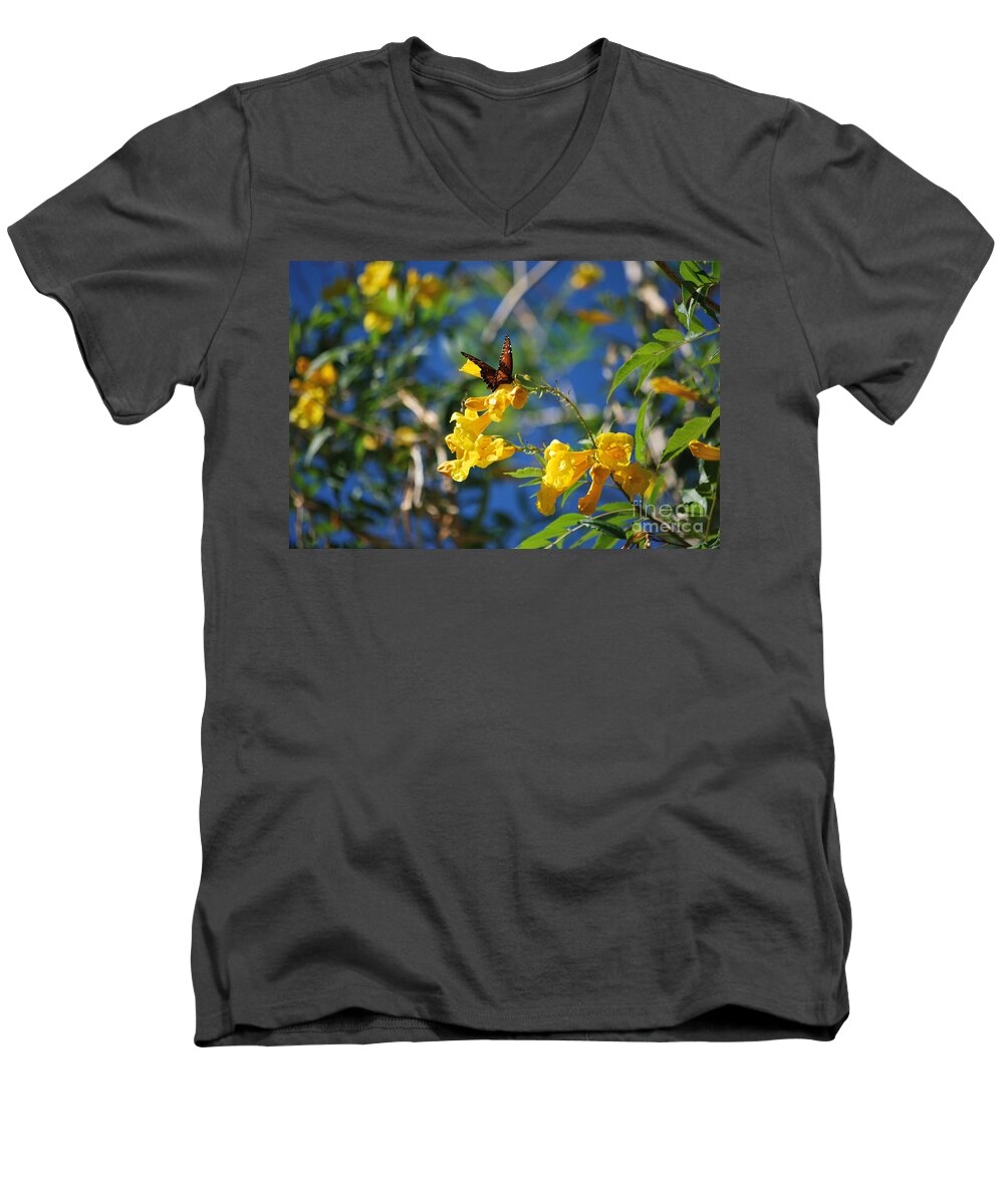 Butterfly Men's V-Neck T-Shirt featuring the photograph Beautiful Butterfly by Donna Greene
