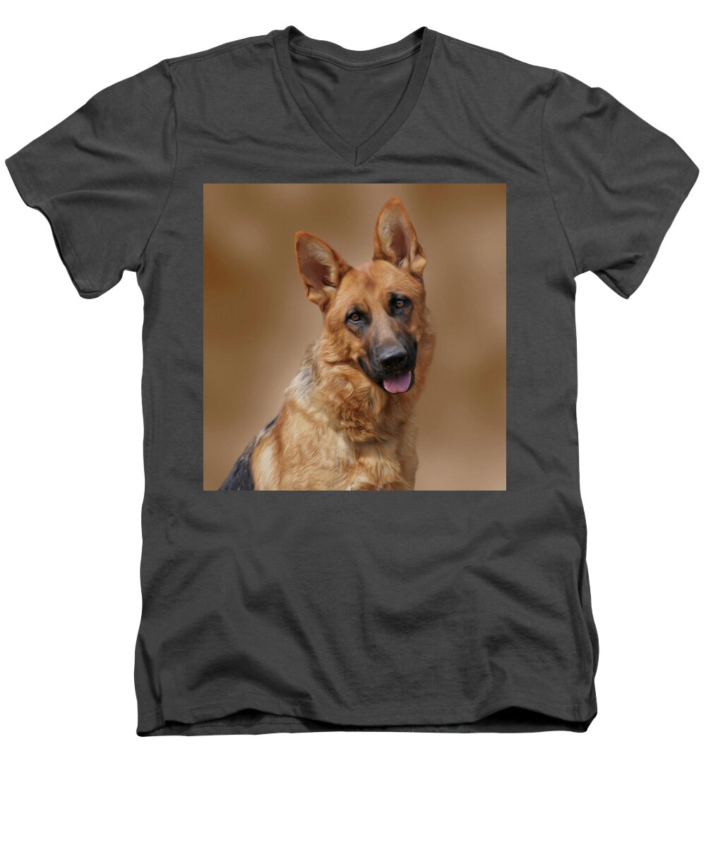 German Shepherd Dog Men's V-Neck T-Shirt featuring the photograph Beautiful by Sandy Keeton