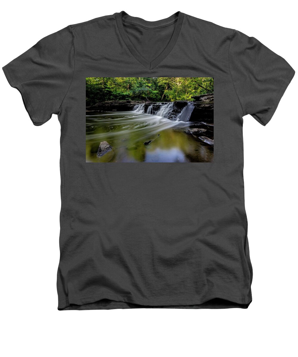 Waterfall Men's V-Neck T-Shirt featuring the photograph Beautiful waterfall by Sven Brogren