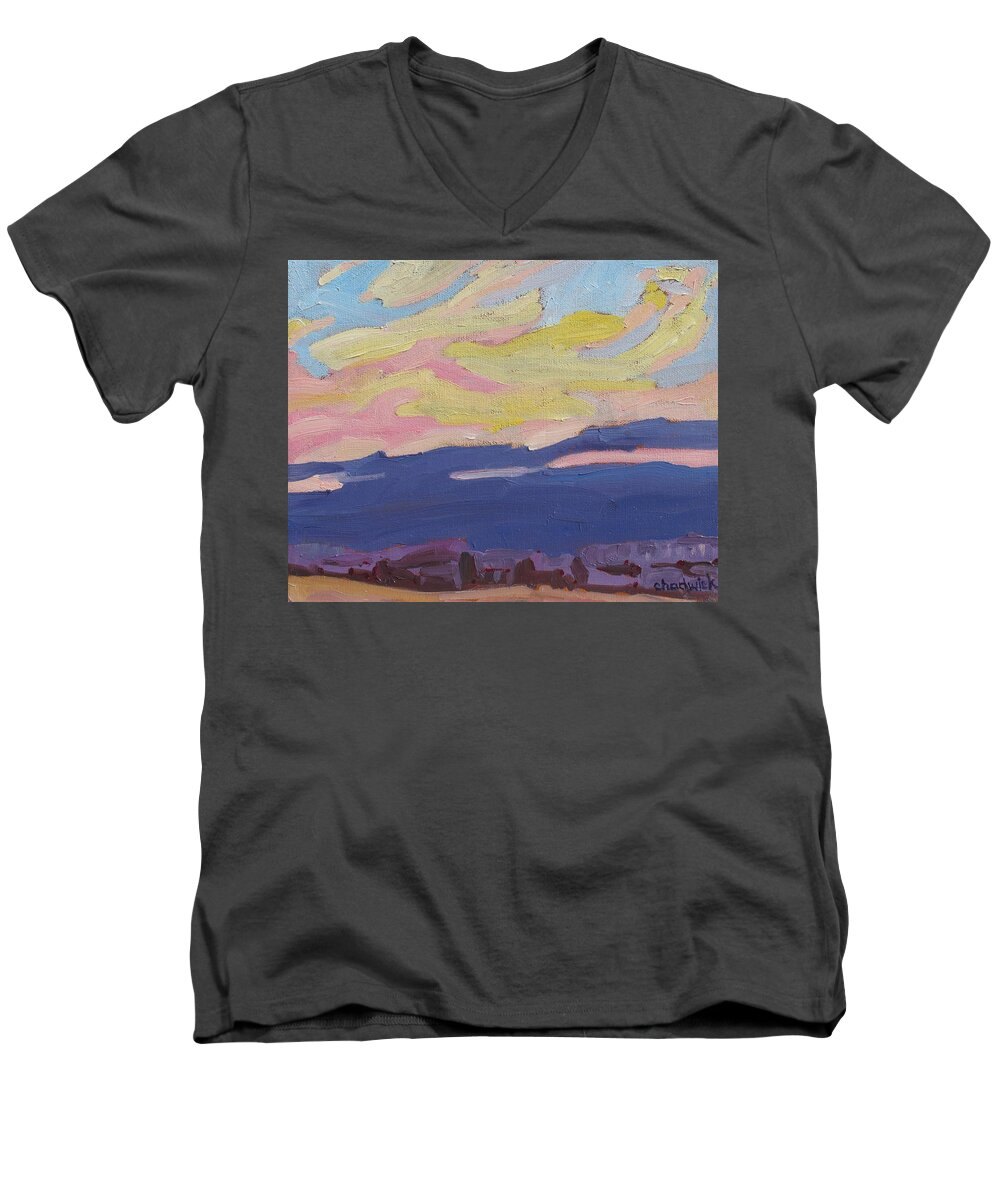 788 Men's V-Neck T-Shirt featuring the painting Beaver Sunset by Phil Chadwick
