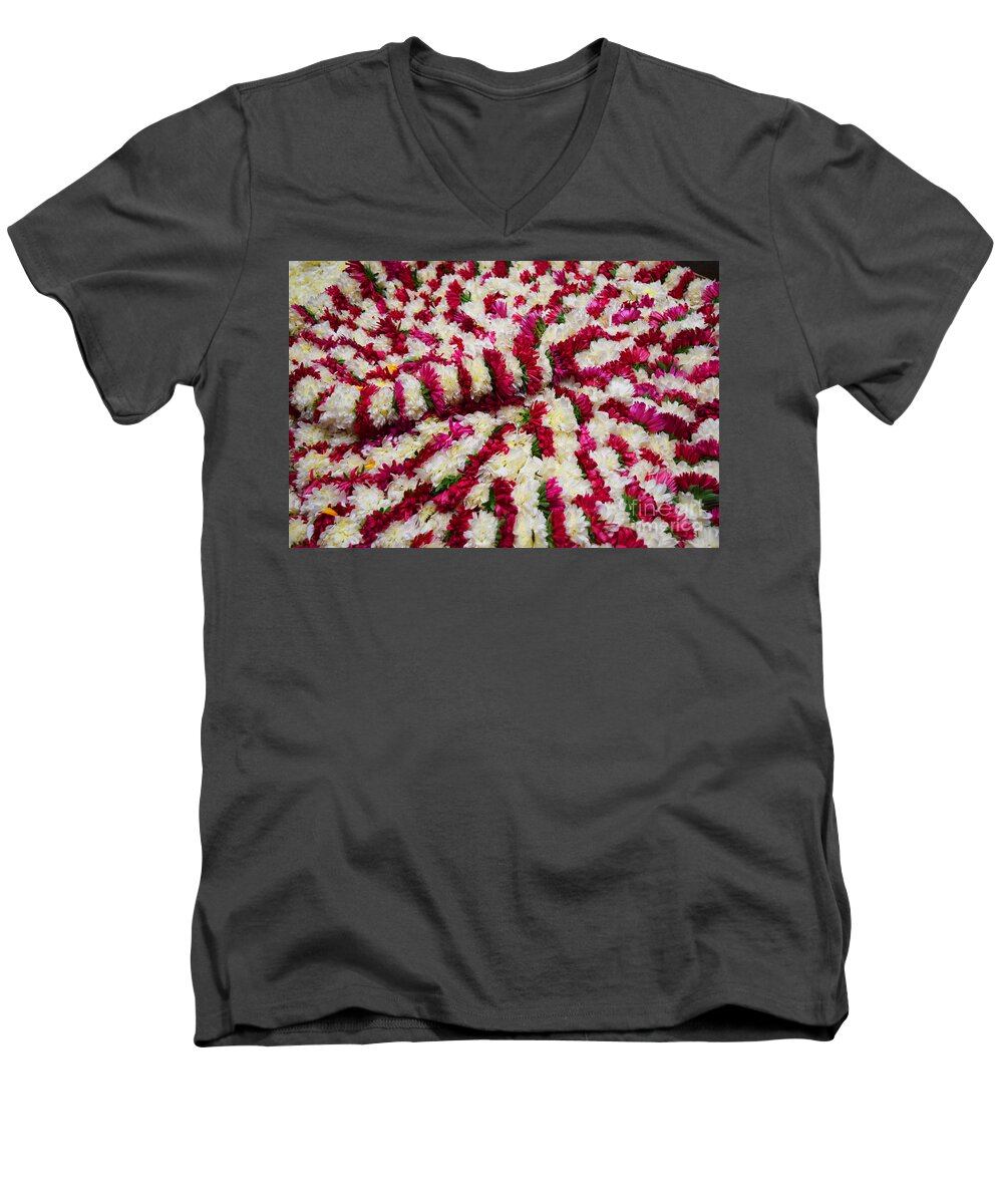 Bed Of Flowers Men's V-Neck T-Shirt featuring the photograph Bed of Flowers by Mini Arora