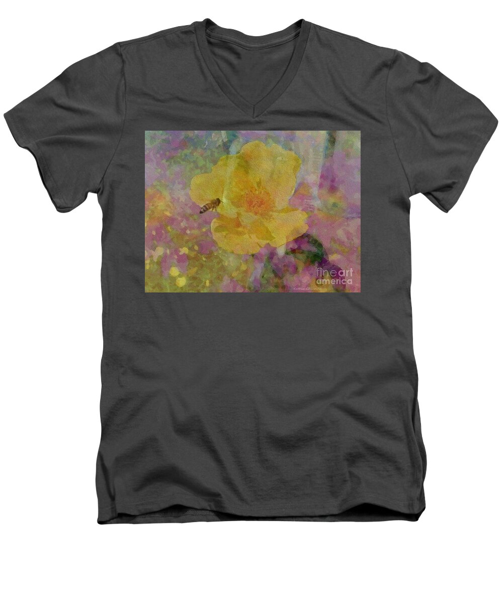 Photography Men's V-Neck T-Shirt featuring the photograph Bee Good or Bee Careful by Kathie Chicoine