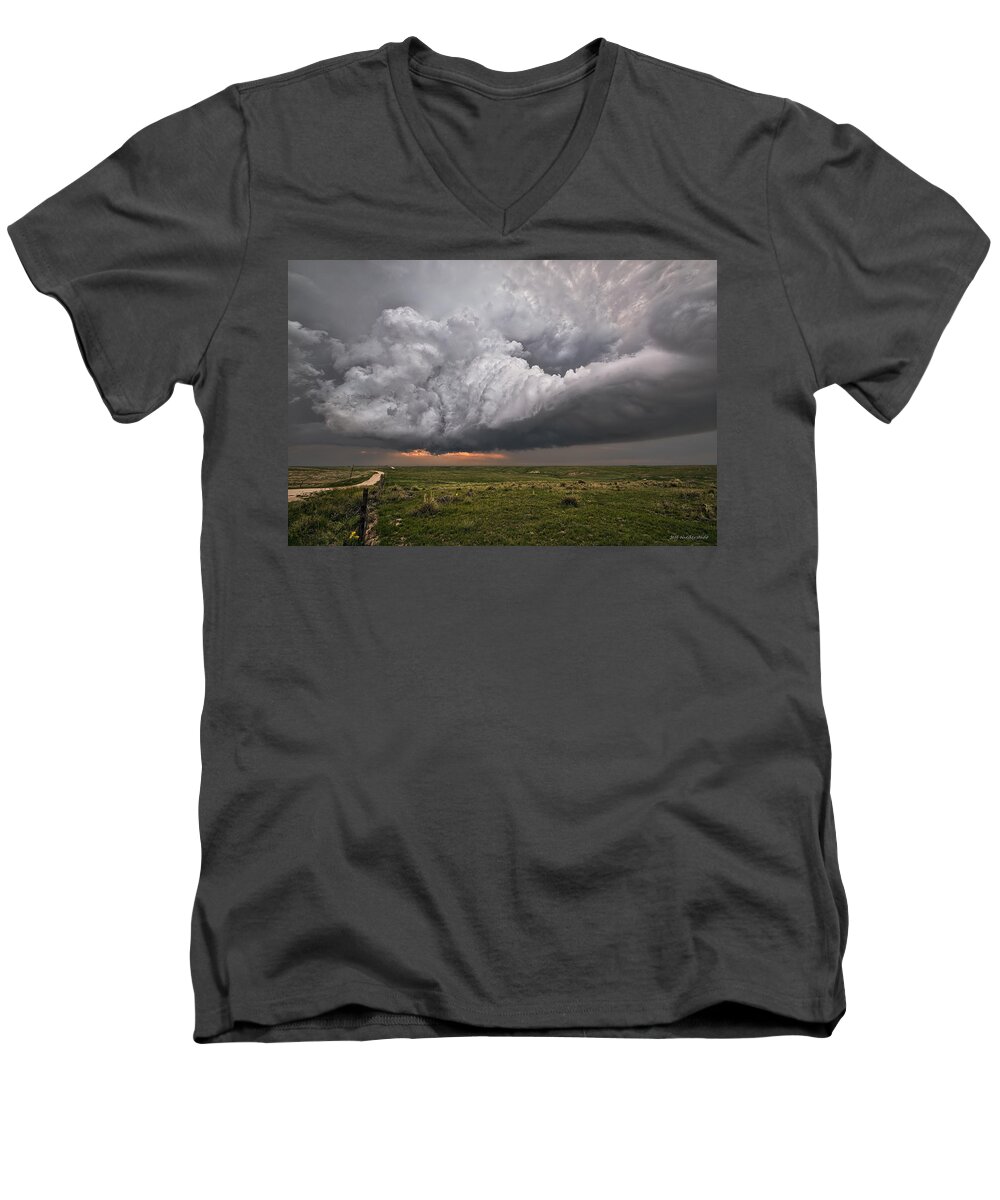 Storm Men's V-Neck T-Shirt featuring the photograph Better late than never by Jeff Niederstadt