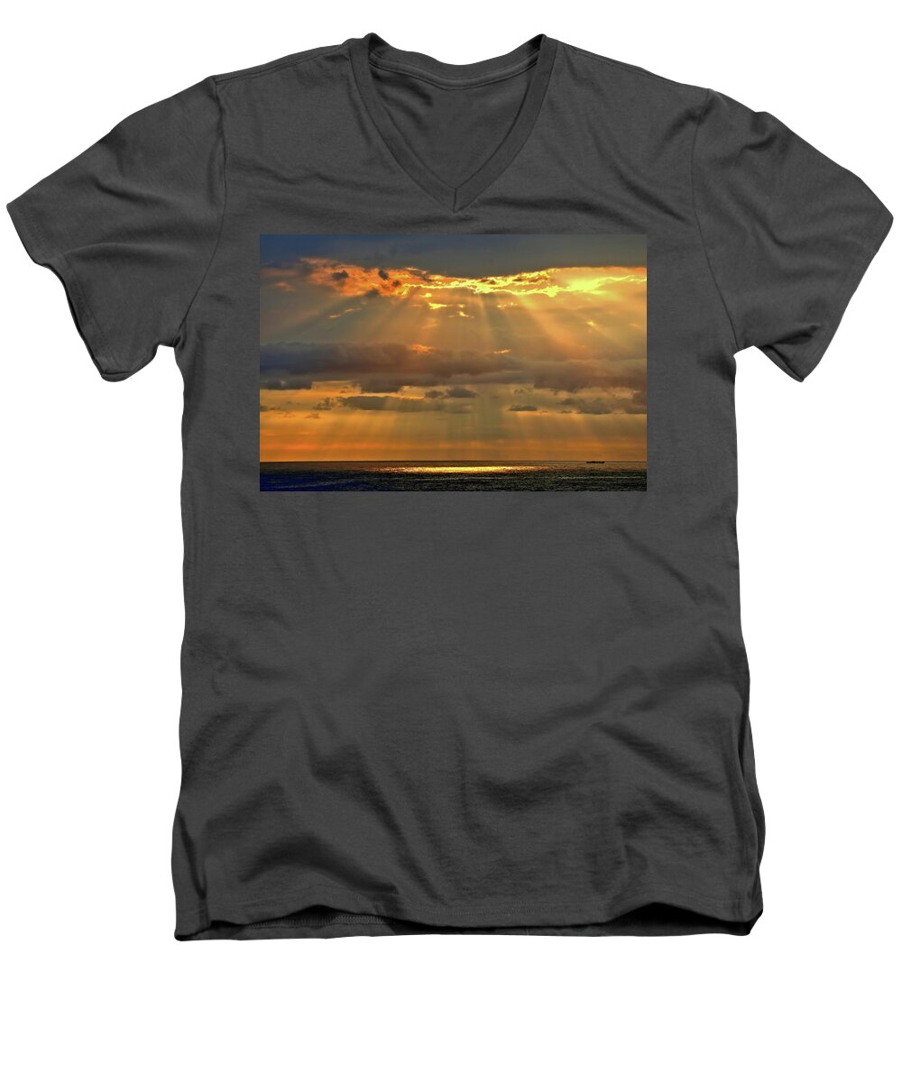 Polynesia. Polynesian Men's V-Neck T-Shirt featuring the photograph Big Island Rays by DJ Florek